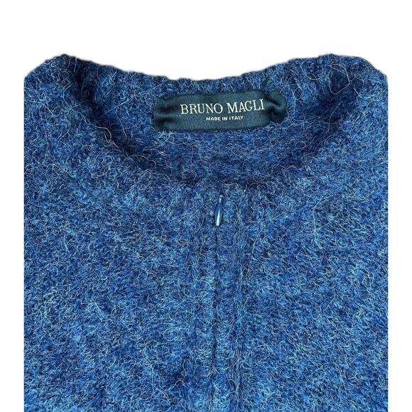 Bruno Magli Blue Pullover Sweater Made in Italy Kangaroo Pockets Size 50 - Picture 2 of 6